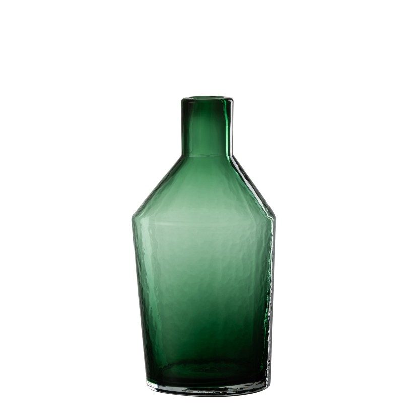 Bouteille décorative en verre vert 14x14x28 cm