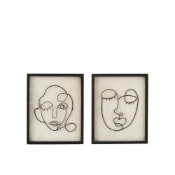 Set de 2 marcos con caras de madera beige y negro de 25x31x2.5 cm