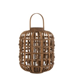 Lanterne cylindrique en bois naturel 31x31x40 cm