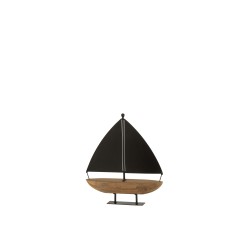 Velero de metal marrón - negro de 34.5x8x35.5 cm