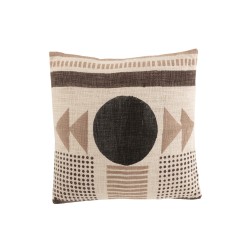 Coussin carré avec motifs en coton beige 43x43cm