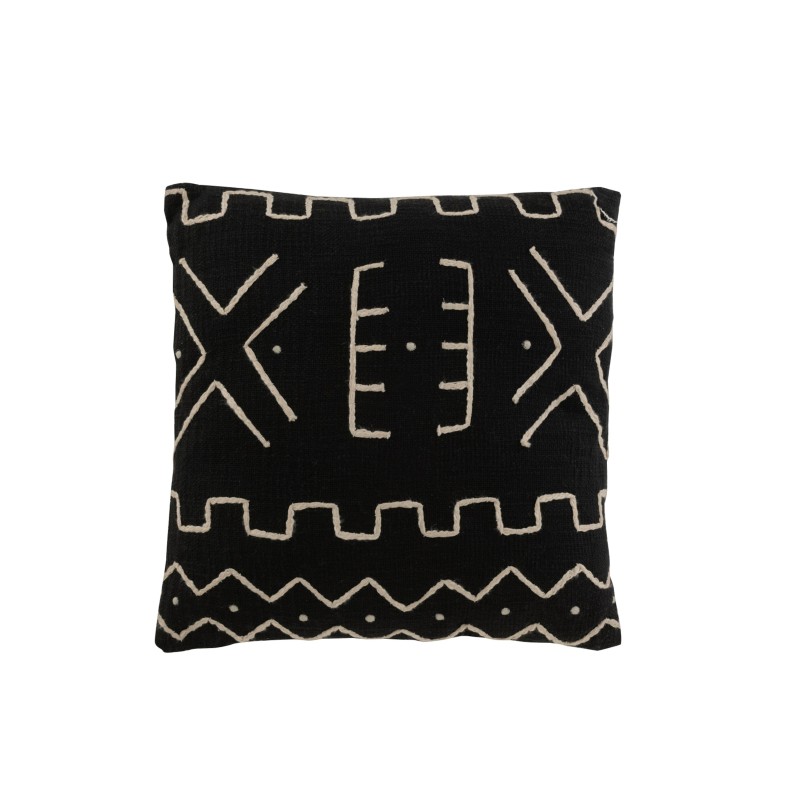 Coussin carré en textile noir 43x43x15 cm Coussin carré en textile noir 43x43x15 cm