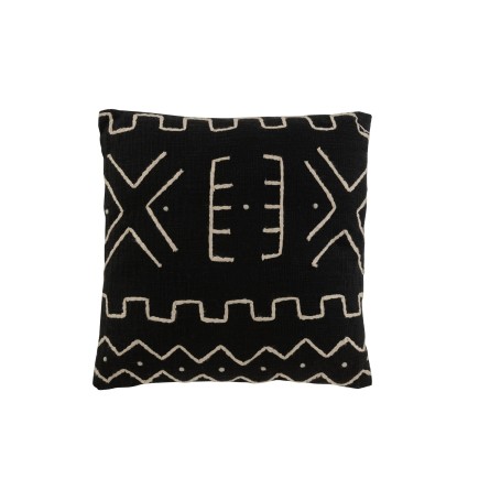 Cuscino quadrato in tessuto nero 43x43x15 cm