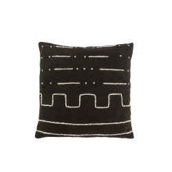 Coussin carré avec dessin graphique en coton noir 43x43cm