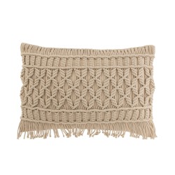 Coussin rectangulaire en coton beige 47x37cm - Coussin d'extérieur