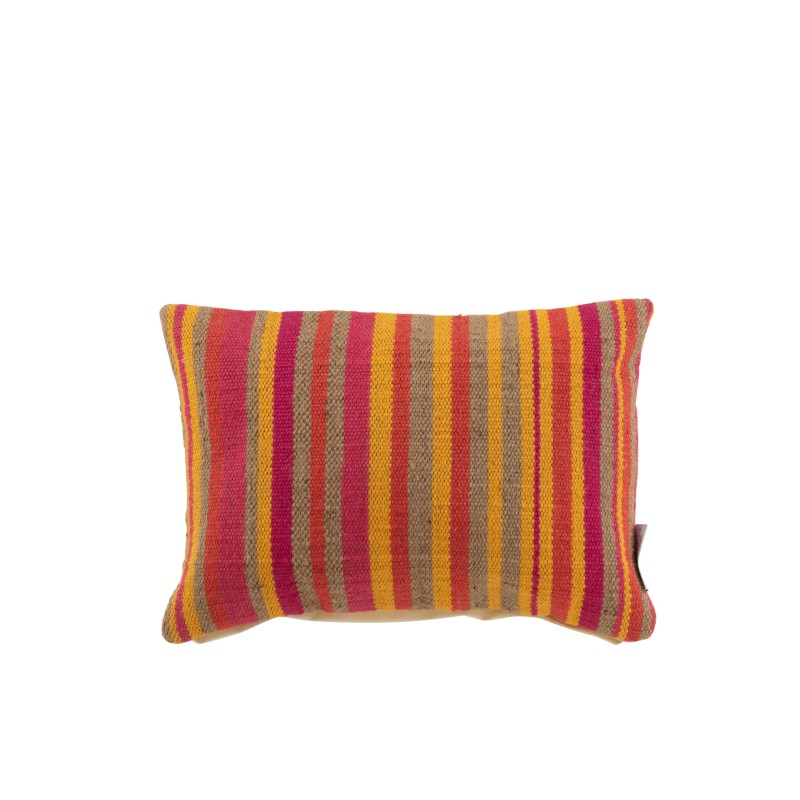 Coussin rectangulaire à rayures en jute marron et orange 48x32cm - Coussin d'extérieur