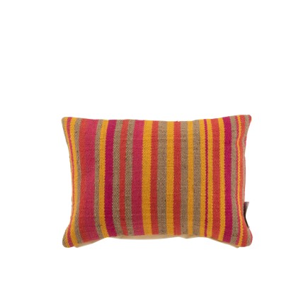 Coussin rectangulaire à rayures en jute marron et orange 48x32cm - Coussin d'extérieur