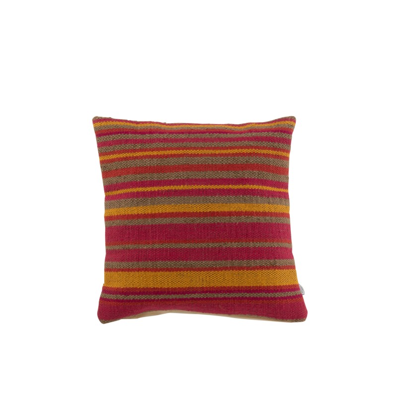 Coussin carré à rayures en jute marron 47x47cm - Coussin d'extérieur