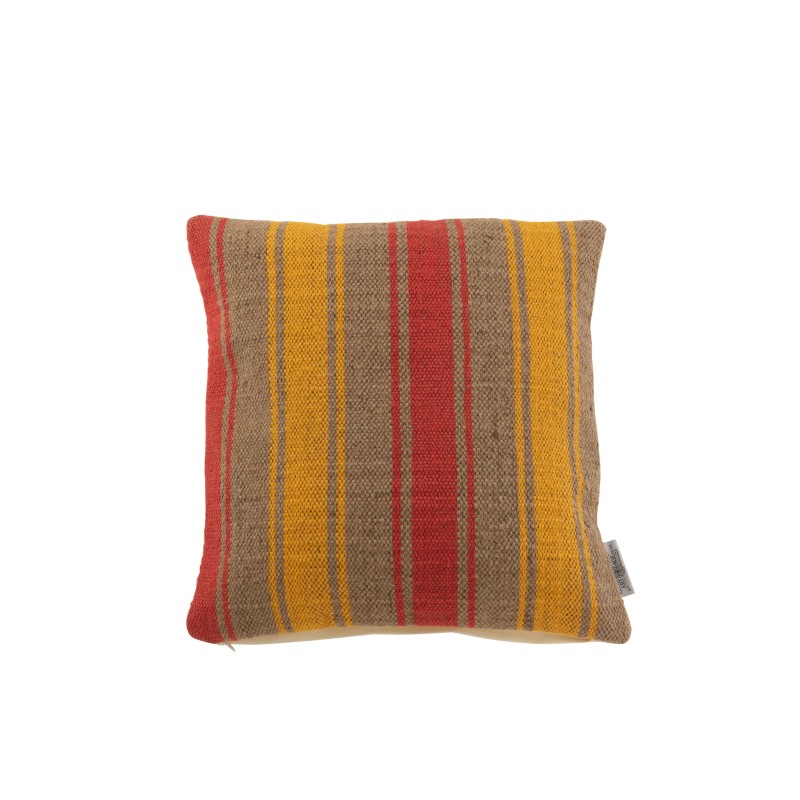 Cuscino quadrato a righe di iuta marrone e arancione 47x47cm - Cuscino per esterni Cuscino quadrato a righe di iuta marrone e arancione 47x47cm - Cuscino per esterni