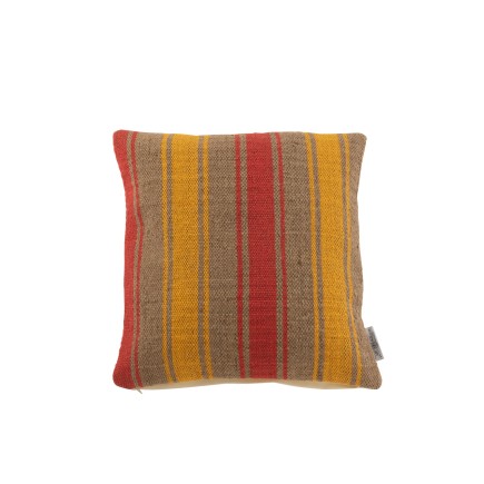 Cuscino quadrato a righe di iuta marrone e arancione 47x47cm - Cuscino per esterni