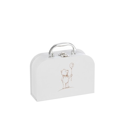 Valise naissance ourson blanc en carton blanc 20.5x15.5x7 cm