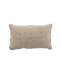 Coussin rectangulaire avec dentelles en coton taupe 51x30cm