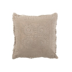 Cuscino quadrato con pizzo in cotone tortora 43x43cm
