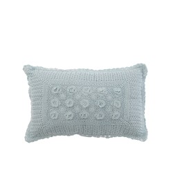 Coussin rectangulaire avec dentelles en coton bleu 51x30cm