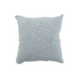 Cuscino quadrato con pizzo di cotone blu 42x42cm