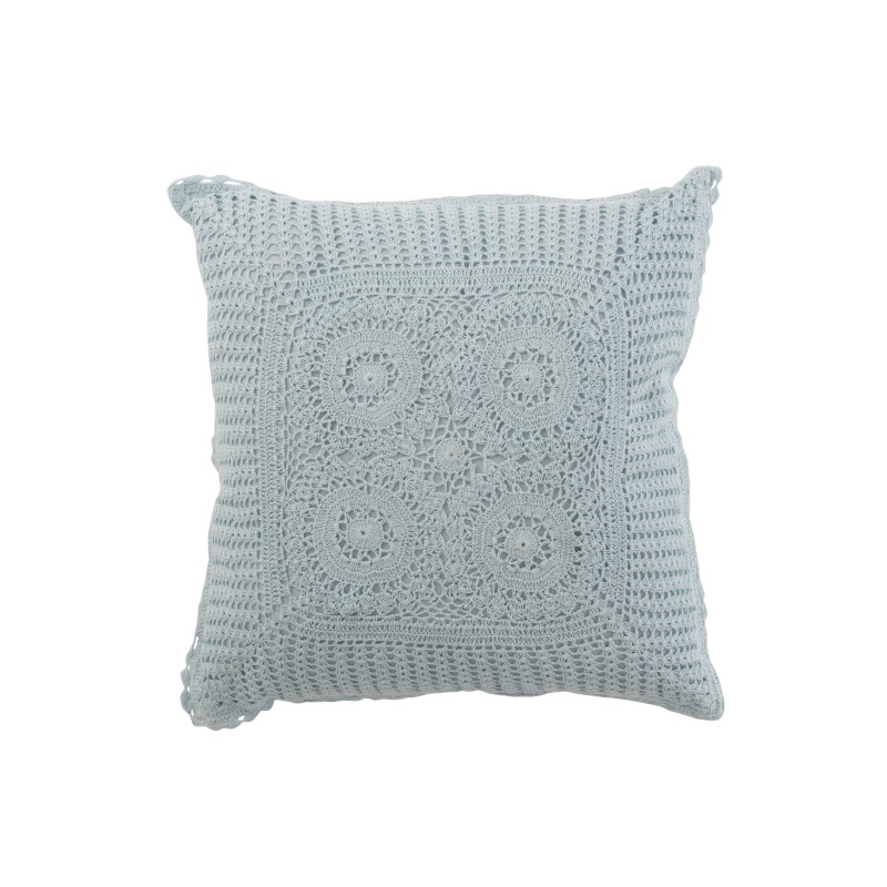 Cuscino quadrato con pizzo di cotone blu 42x42cm Cuscino quadrato con pizzo di cotone blu 42x42cm