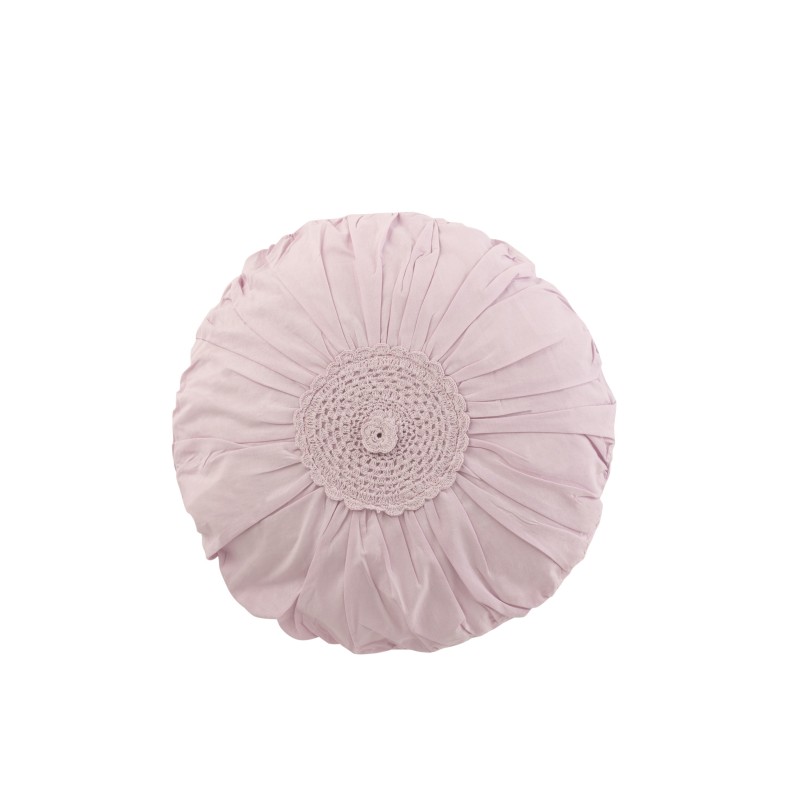Almofada redonda com renda em algodão malva 39x39cm Almofada redonda com renda em algodão malva 39x39cm