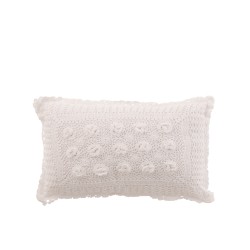 Coussin rectangulaire avec dentelles en coton blanc 51x30cm