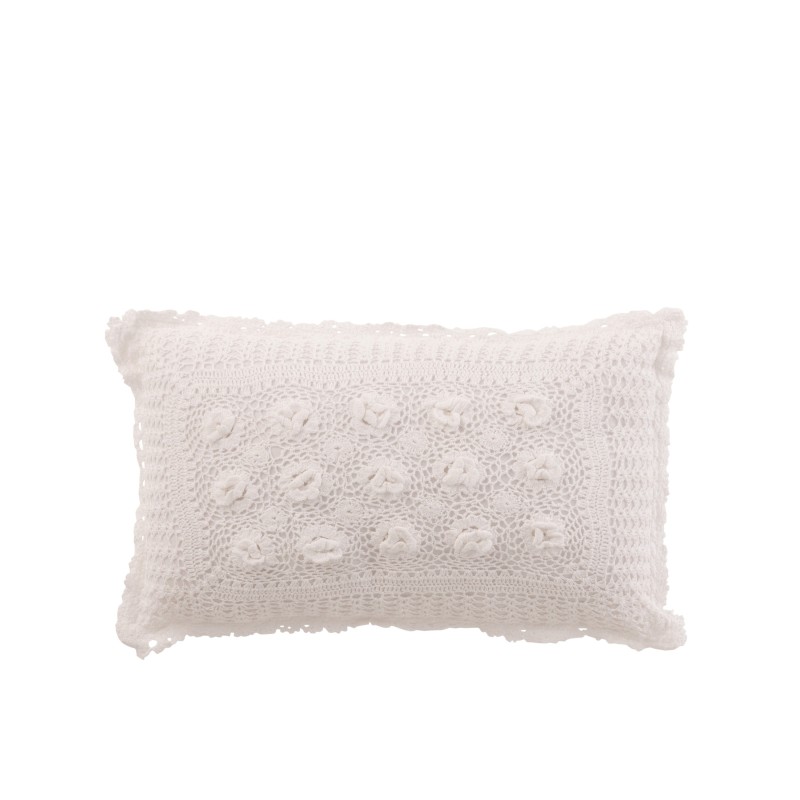 Cojín rectangular con encajes de algodón blanco de 51x30cm
