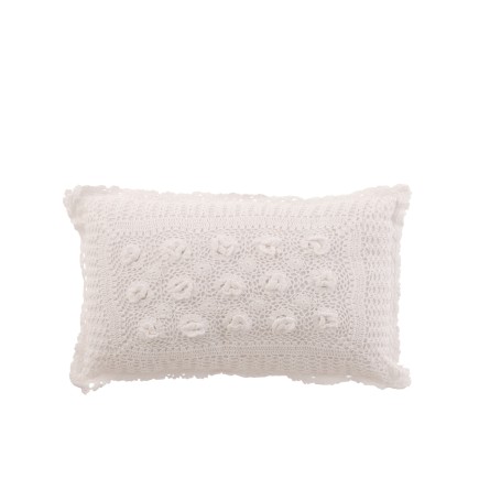 Cojín rectangular con encajes de algodón blanco de 51x30cm