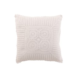 Cuscino quadrato in cotone bianco con pizzo 43x43cm