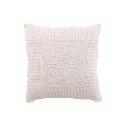 Coussin carré avec dentelles en coton blanc 43x43cm
