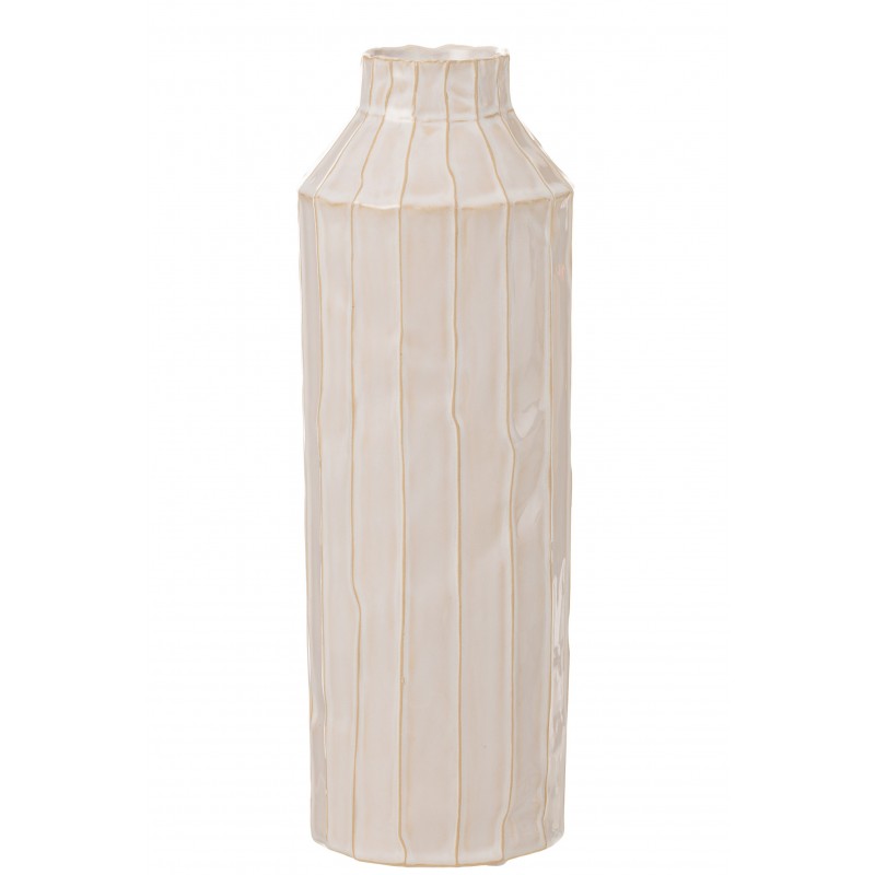 Grand vase en céramique blanc 12x12x35 cm