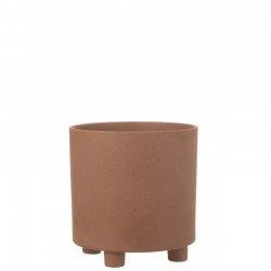 Cachepot de cerámica marrón de 26.5x26.5x27.5 cm
