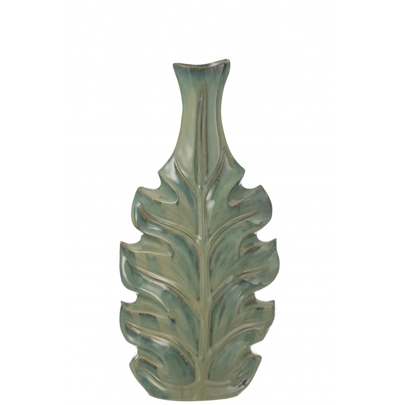 Jarrón de cerámica verde Poseidón de 27x22x55 cm