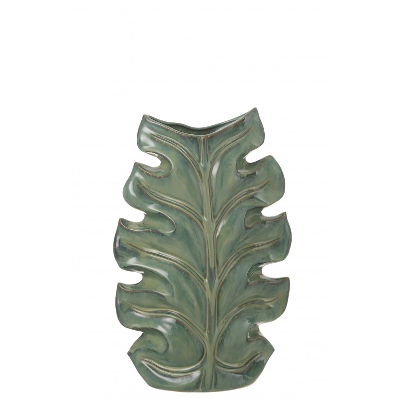 Jarrón de cerámica verde Poseidón de 31x10x46 cm
