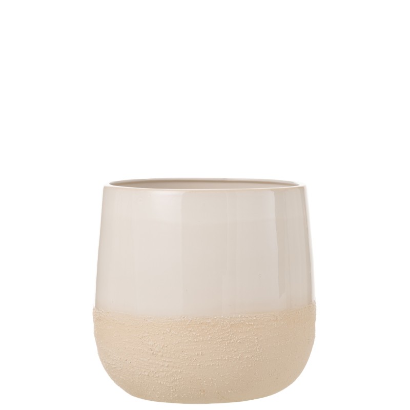 CACHE POT MARU CERAMIQUE BEIGE BLANC LARGE