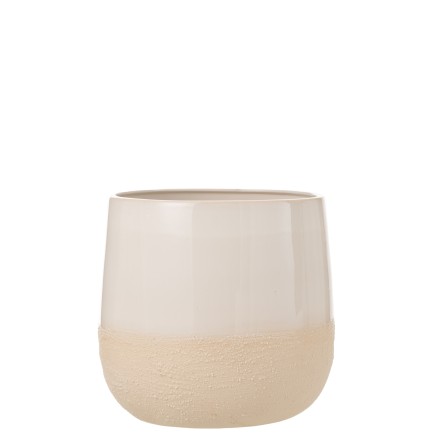 CACHE POT MARU CERAMIQUE BEIGE BLANC LARGE