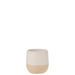Vaso di fiori in ceramica bianca - beige 16x16x16,5 cm
