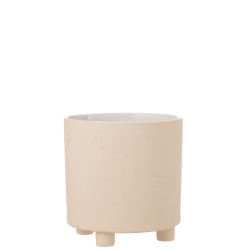 Vaso di fiori in ceramica beige 26x26x27 cm