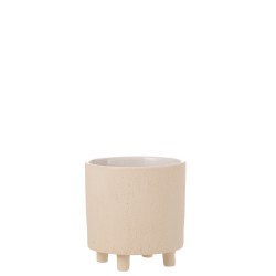 Vaso di fiori in ceramica beige 20,5x20,5x21,5 cm