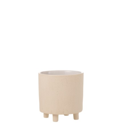Vaso di fiori in ceramica beige 20,5x20,5x21,5 cm