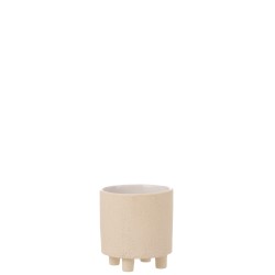 Vaso di fiori in ceramica beige 15x15x16 cm