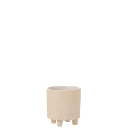 Vaso di fiori in ceramica beige 15x15x16 cm