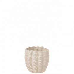 Cachepot de cerámica beige de 21x21x21 cm