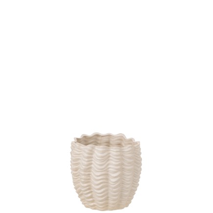 Vaso di fiori in ceramica beige 21x21x21 cm