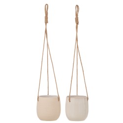 Caches pots en céramique beige en lot de 2