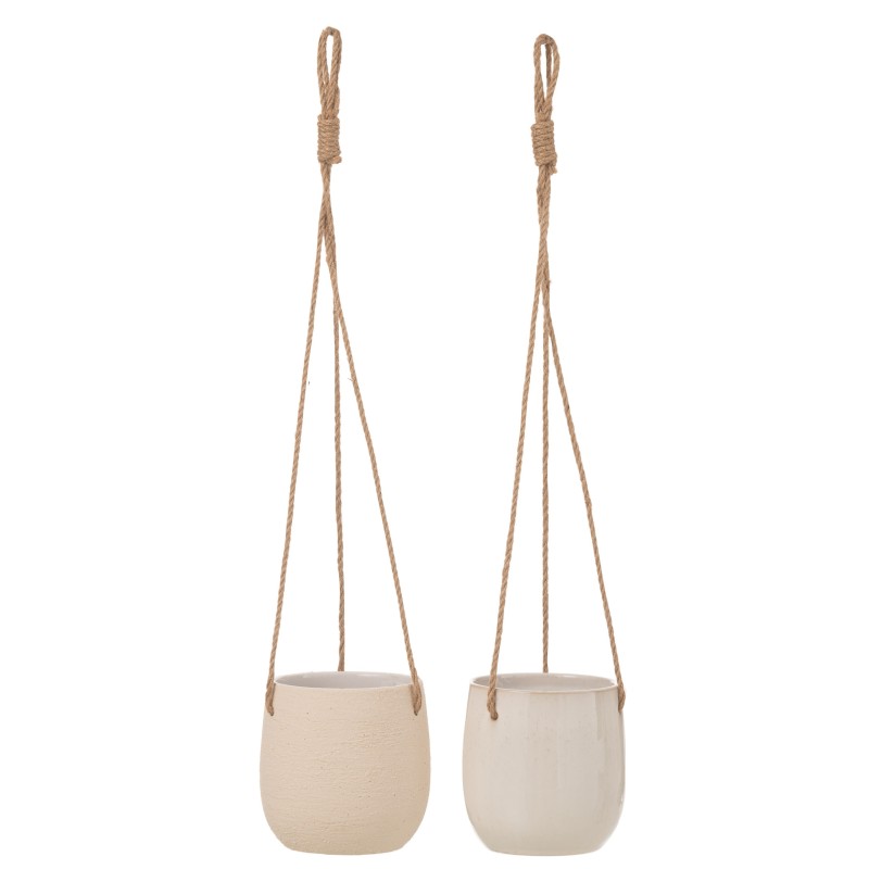 Caches pots en céramique beige en lot de 2