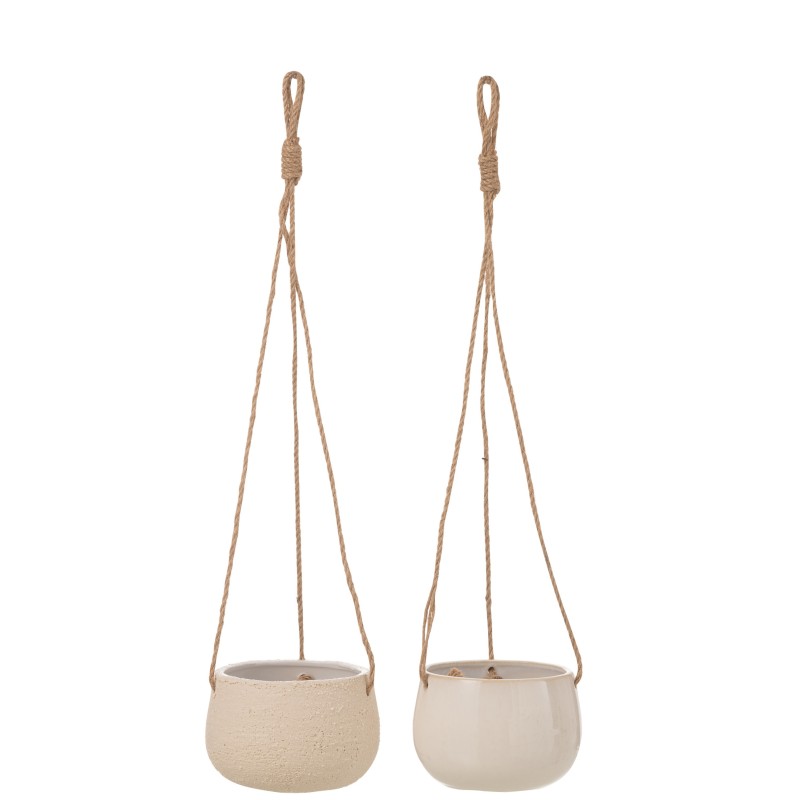 Caches pots en céramique beige en lot de 2