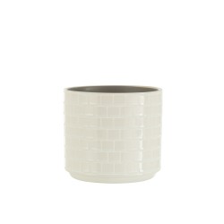 Cache-pot en céramique blanc 17x17x15 cm