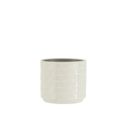 Vaso di fiori in ceramica bianca 13x13x11 cm