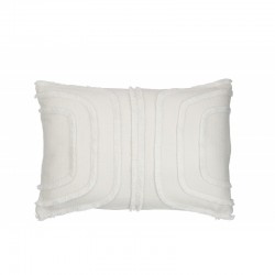Coussin rectangulaire à motifs en polyester blanc 44x30cm