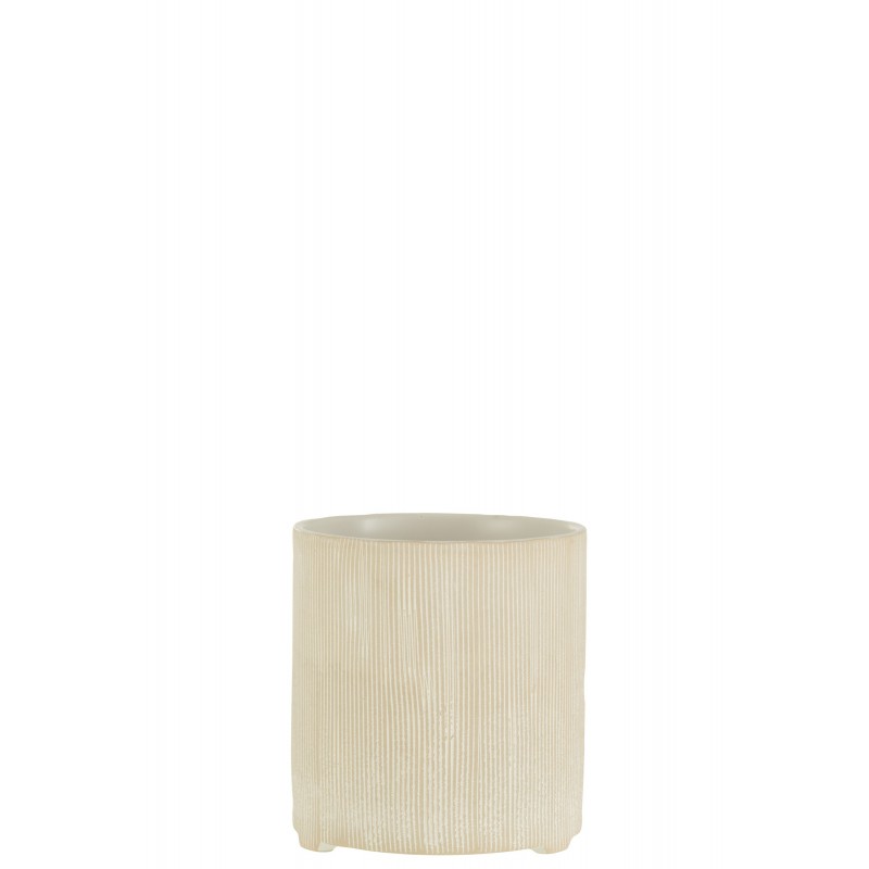 Cachepot de cerámica blanco de 14.5x14.5x15.5 cm
