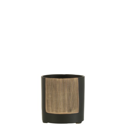 Macetero de cerámica negro de 14.5x14.5x15.5 cm