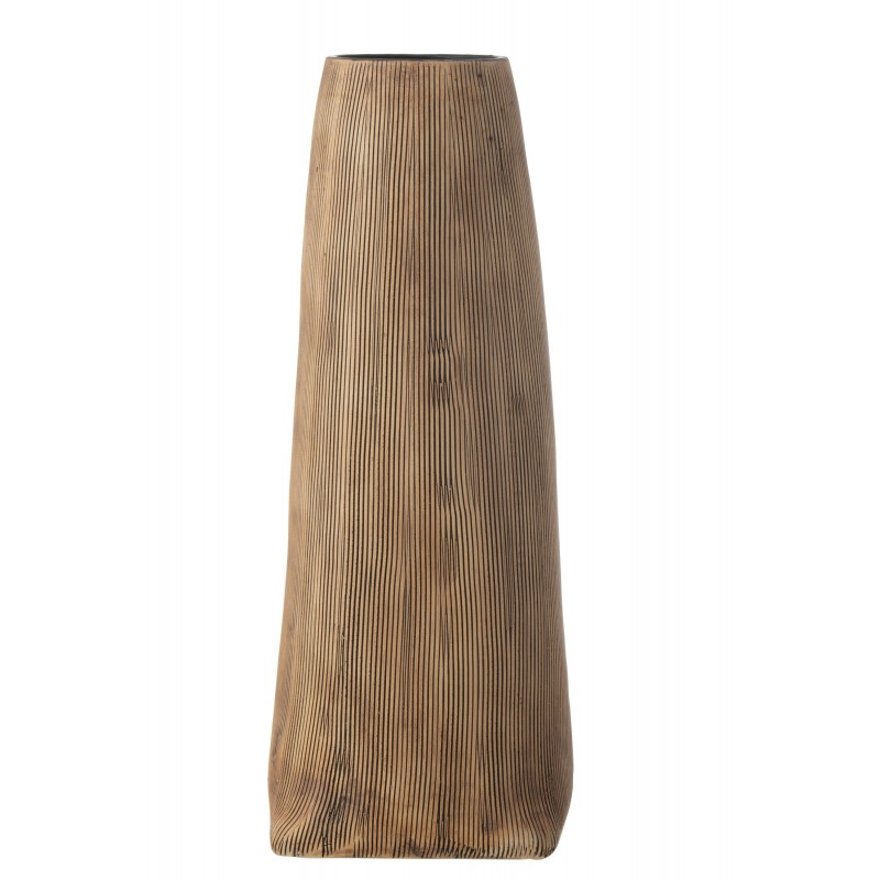 Vase haut en céramique marron 16x16x40 cm