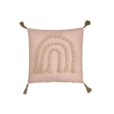 Coussin carré arc-en-ciel en polyester rose 40x40cm